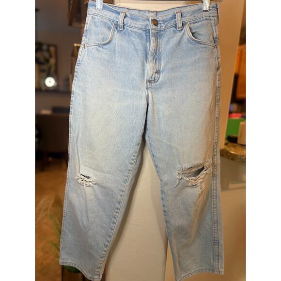 Rustler Vintage Relaxed Fit Distressed Straight Leg Jeans Juniors Size 14 - Picture 2 of 4